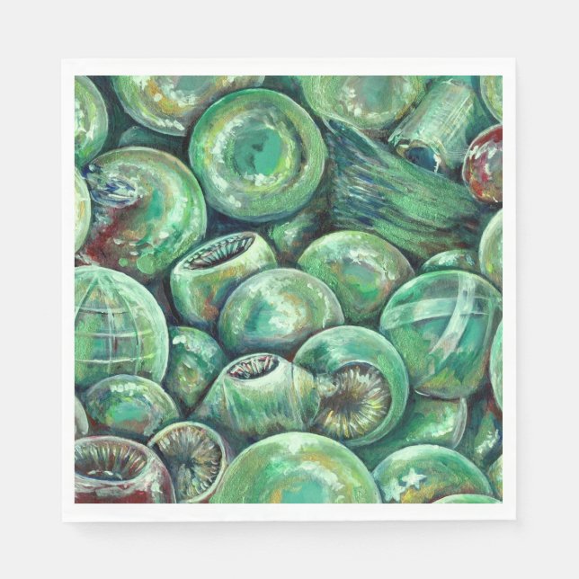 Serviette En Papier Boules de Noël vertes (Devant)