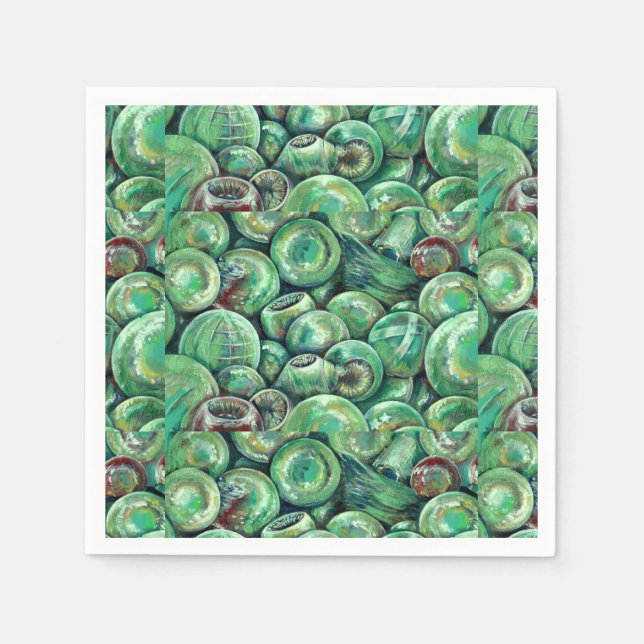 Serviette En Papier Boules de Noël vertes (Devant)