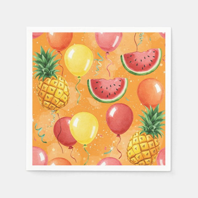 Serviette En Papier Boules, pastèques, ananas, par Natasha Us (Devant)