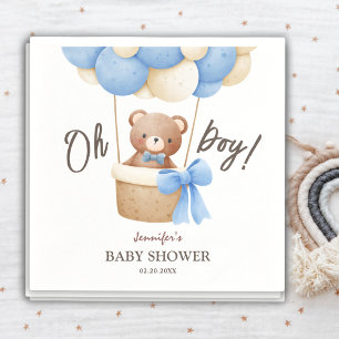 Serviette En Papier Boulon bleu mignon Ours Teddy   Baby shower garçon