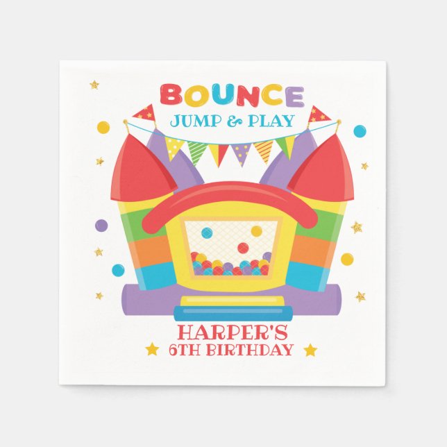 Serviette En Papier Bounce House Rainbow Anniversaire (Devant)