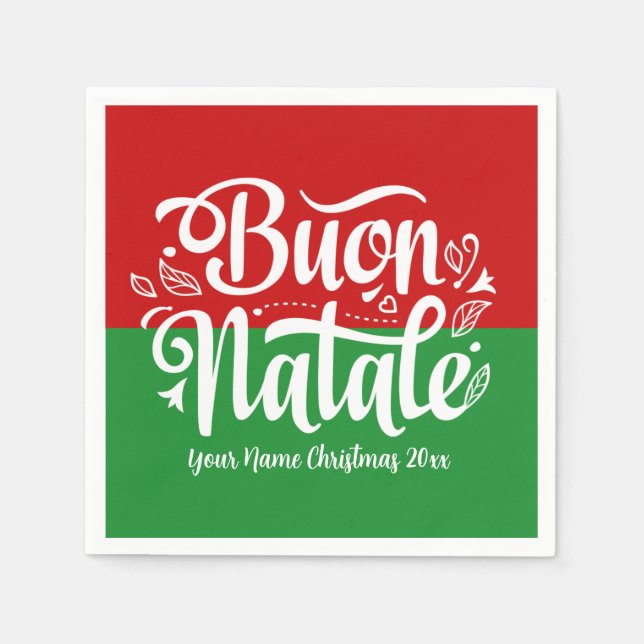 Serviette En Papier Bouon personnalisé Natale Italien Joyeux Noël (Devant)