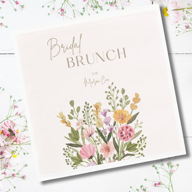 Serviette En Papier Bouquet aquarelle fantaisiste, déjeuner bridal sho (Whimsical Watercolor Bouquet Bridal Shower Brunch Napkins
)