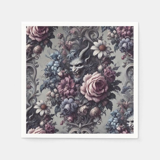 Serviette En Papier Bouquet de Baphomet - Floral gothique (Devant)