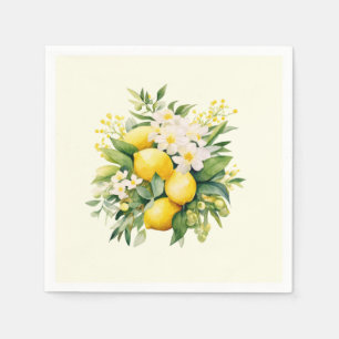 Serviette En Papier Bouquet de citron aux fleurs blanches