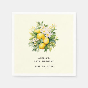 Serviette En Papier Bouquet de citron aux fleurs blanches Anniversaire