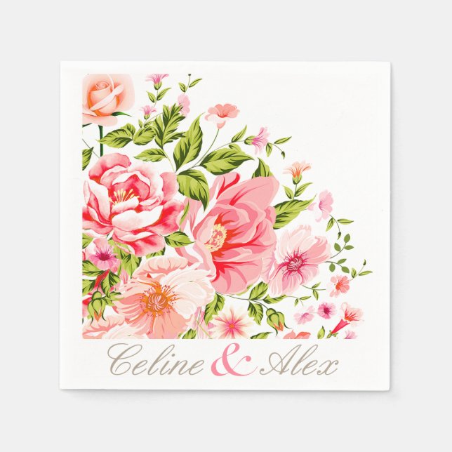 Serviette En Papier Bouquet de douche à fleurs | rose bébé (Devant)