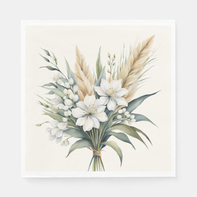 Serviette En Papier Bouquet de fleurs à l'aquarelle (Devant)