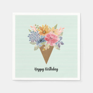 Serviette En Papier Bouquet de fleurs Anniversaire