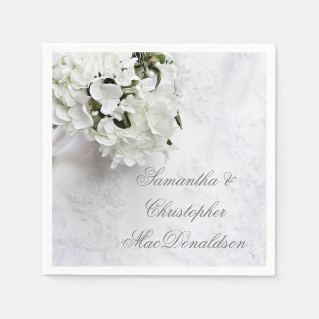Serviette En Papier Bouquet de fleurs blanches mariage (Devant)