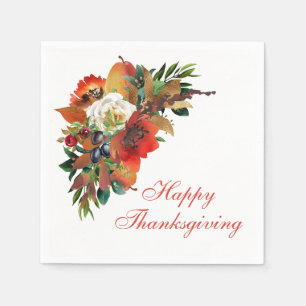 Serviette En Papier Bouquet de fleurs d'aquarelle Thanksgiving