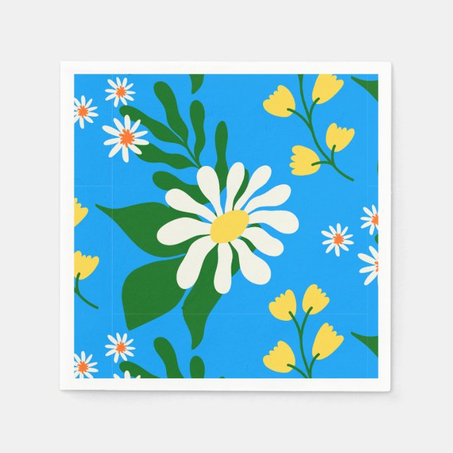 Serviette En Papier Bouquet de fleurs d'été en bleu (Devant)