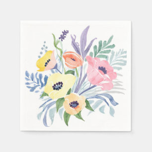Serviette En Papier Bouquet de fleurs printanières Aquarelle florale