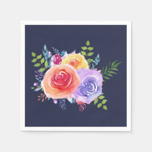Serviette En Papier Bouquet de fleurs Rose aquarelle