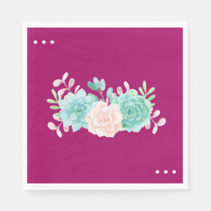 Serviette En Papier Bouquet de fleurs rose et vert Pastel sur Magenta