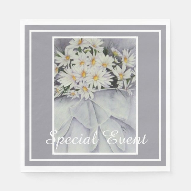 Serviette En Papier Bouquet de marguerites blanches Party (Devant)