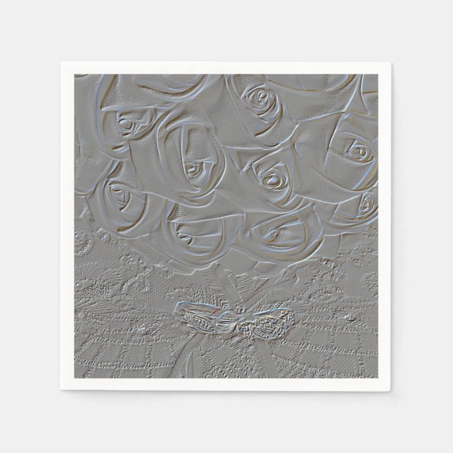 Serviette En Papier Bouquet de Mariage avec anneaux et serviettes (Devant)