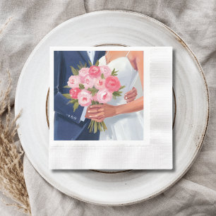 Serviette En Papier Bouquet de mariage de mariés aquarelle peinte