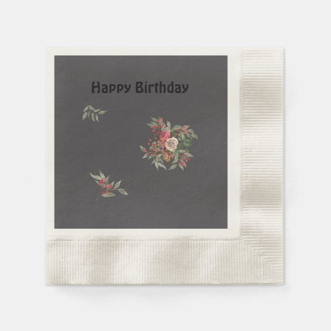 Serviette En Papier Bouquet de papier rose Napkin (Devant)