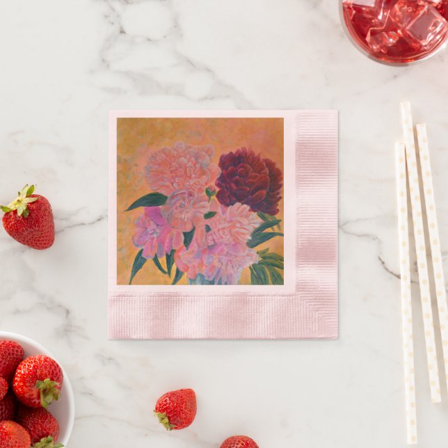 Serviette En Papier Bouquet de Pink Peony (En situation)