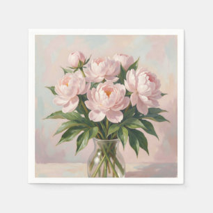 Serviette En Papier Bouquet de pivoines rose gêné 