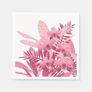 Serviette En Papier Bouquet de plantes tropicaux roses