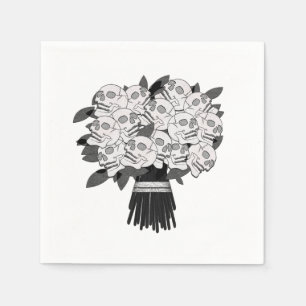 Serviette En Papier Bouquet de roses crâniennes noir et blanc de n'imp
