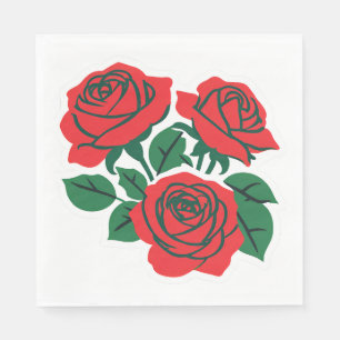 Serviette En Papier Bouquet de roses rouges mariage formel