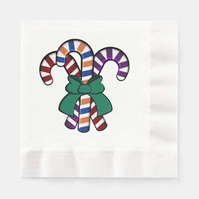 Serviette En Papier Bouquet de sucres de canne - ruban vert (Devant)