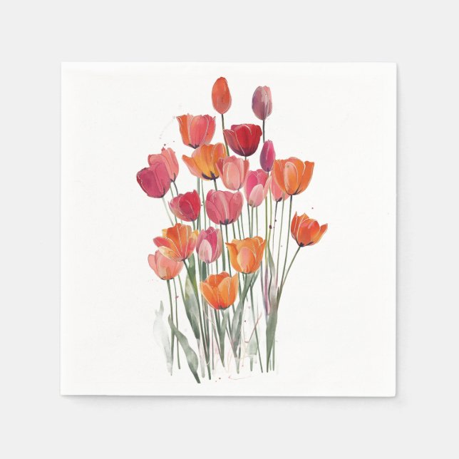 Serviette En Papier Bouquet de tulipes serviettes (Devant)
