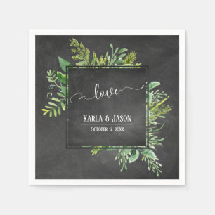 Serviette En Papier Bouquet de verdure Amour Typographie Tableau noir