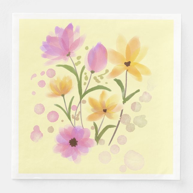 Serviette En Papier Bouquet d'été aquarelle (Devant)