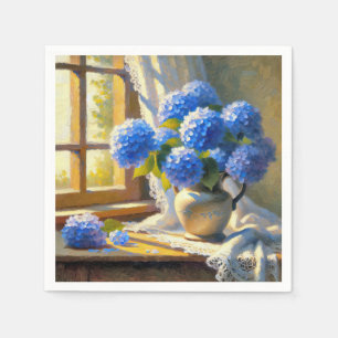 Serviette En Papier Bouquet d'hortensia bleu