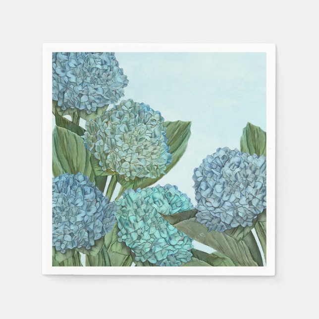 Serviette En Papier Bouquet d'hortensia bleu d'été (Devant)