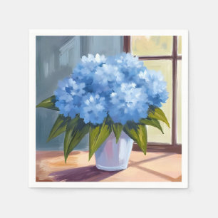 Serviette En Papier Bouquet d'hortensia bleu Peinture florale