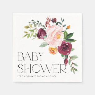 Serviette En Papier Bouquet floral aquarelle Baby shower automnal