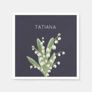 Serviette En Papier Bouquet floral de muguet personnalisé avec nom
