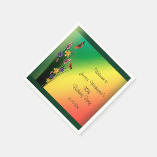 Serviette En Papier Bouquet Herbeux Et Papillons Anniversaire