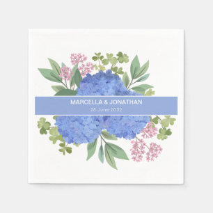Serviette En Papier Bouquet moderne Blue Hydrangeas Personnalisé