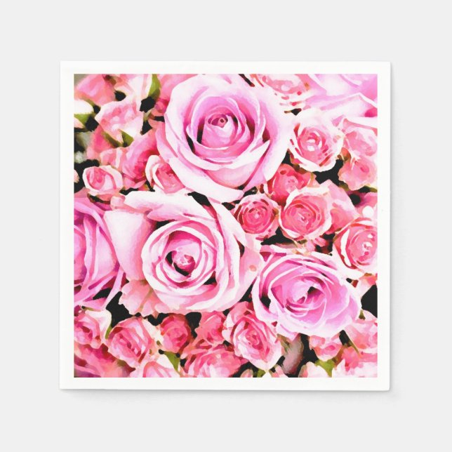 Serviette En Papier Bouquet rose (Devant)