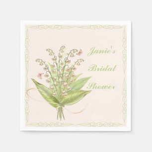 Serviette En Papier Bouquet rose avec nappe en papier du lys de la val