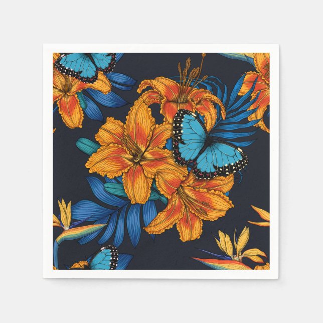 Serviette En Papier Bouquet tropical (Devant)