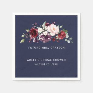 Serviette En Papier Bouquet Vin Blush Future Mme Fête des mariées Mari