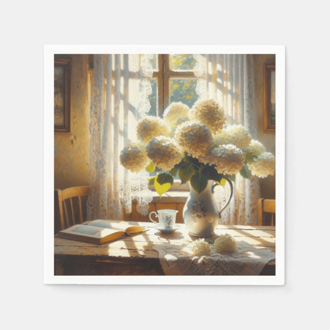 Serviette En Papier Bouquet vintage Hydrangea (Devant)