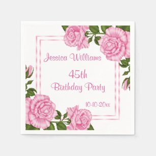 Serviette En Papier Bouquets d'angle rose joli 45ème