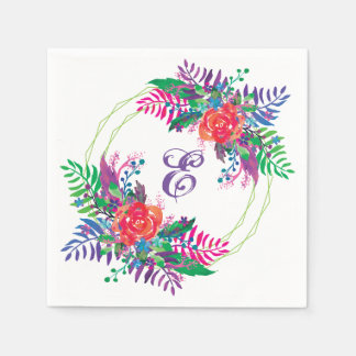 Serviette En Papier bouquets floraux couleur eau customisés