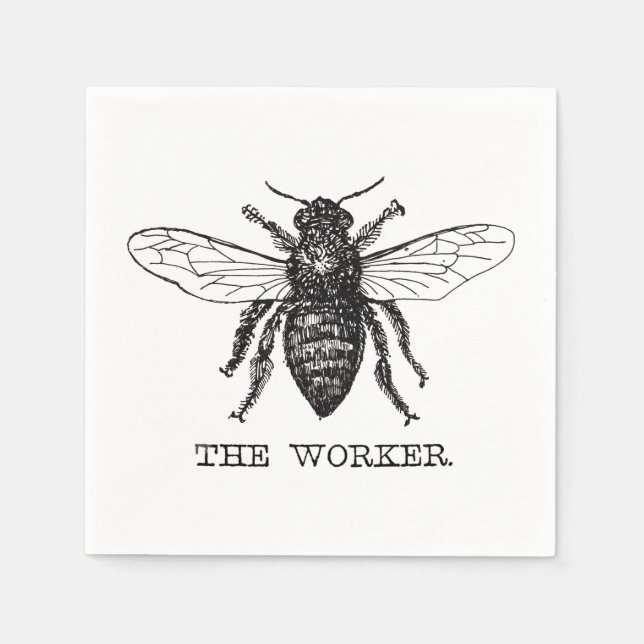 Serviette En Papier Bourdon noir ouvrier abeille miel (Devant)
