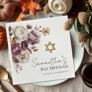 Serviette En Papier Bourgogne automne automne Bat mitzvah floral