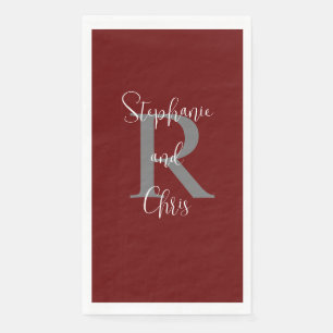 Serviette En Papier Bourgogne Blanc Nom Monogramme Papier Serviette d'