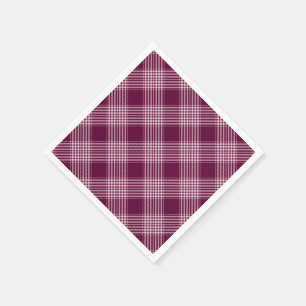 Serviette En Papier Bourgogne Et Plaid Blanc